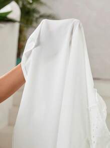 SHEIN Maternity Eyelet Embroidery Round Neck Blouse - White - View 6