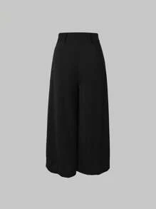 SHEIN Unity Solid Wide Leg Suit Trousers - Black - View 2