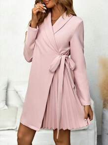 SHEIN Grossesse Manteau À Col Châle À Plis À Nœud