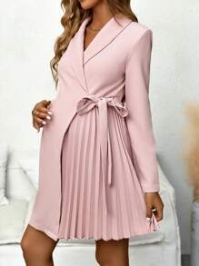 SHEIN Grossesse Manteau À Col Châle À Plis À Nœud