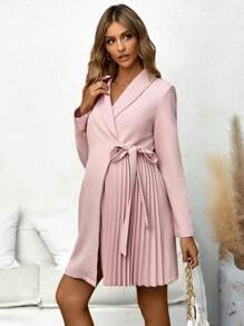 SHEIN Grossesse Manteau À Col Châle À Plis À Nœud