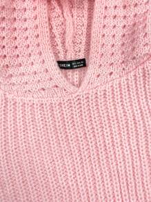 SHEIN Unity 纯色短款连帽针织套头衫，适合秋冬季穿着 - 粉色 - 查看 7