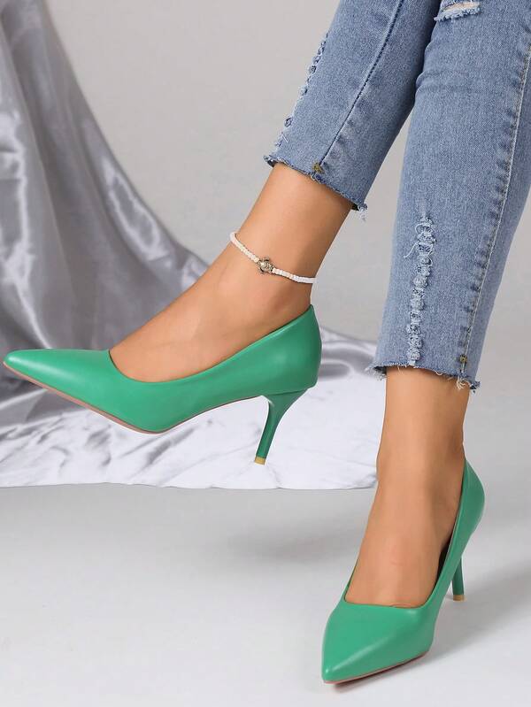 Women's Fashion Casual Outdoor Pointed-Toe High Heel PU Shoes, Spring/Autumn