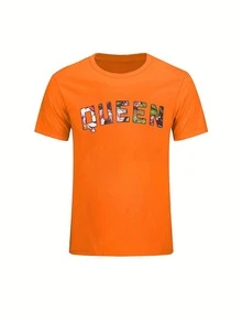 Camiseta tropical & con estampado de letra - Naranja - Ver 3
