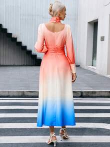 SHEIN Privé Ombre Cut Out Front Ruched Waist Dress - Multicolor - View 2