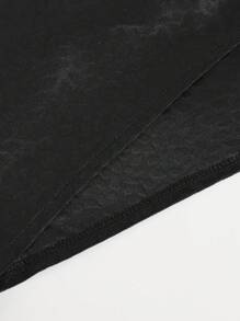 SHEIN Unity 緞面提花後綁帶短款手帕抹胸上衣 - 黑色 - 查看 3