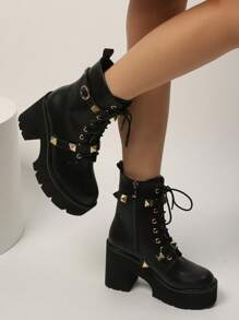 Botas de plataforma con suela gruesa de estilo minimalista y casual para vacaciones, para mujer, de otoño/invierno