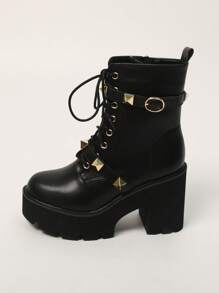 Botas de plataforma con suela gruesa de estilo minimalista y casual para vacaciones, para mujer, de otoño/invierno