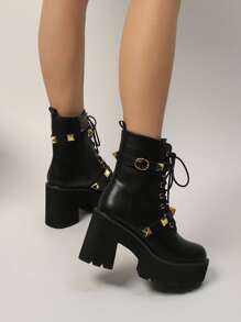 Botas de plataforma con suela gruesa de estilo minimalista y casual para vacaciones, para mujer, de otoño/invierno