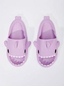 Women's Plastic Slippers 2025 New Summer Casual Funny Home Slippers Cute Shark Pattern Slippers Quiet Slip-Resistant Indoor Female Slippers - Mauve Purple - View 2