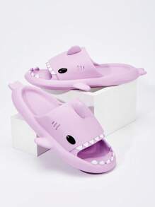 Women's Plastic Slippers 2025 New Summer Casual Funny Home Slippers Cute Shark Pattern Slippers Quiet Slip-Resistant Indoor Female Slippers - Mauve Purple - View 3
