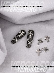 古银 20 件几何形状美甲装饰朋克美甲十字架合金美甲钻，哥特暗黑风格立体 Y2K 金属十字架，合金金属质感 DIY 美甲造型装饰，美甲水钻假指甲装饰配件美甲饰品美甲用品美甲宝石美甲