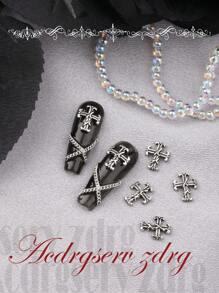 古银 20 件几何形状美甲装饰朋克美甲十字架合金美甲钻，哥特暗黑风格立体 Y2K 金属十字架，合金金属质感 DIY 美甲造型装饰，美甲水钻假指甲装饰配件美甲饰品美甲用品美甲宝石美甲