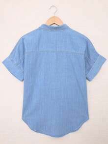 CILKOO 口袋貼布前排扣牛仔襯衫