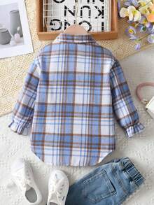 SHEIN Áo sơ mi dài tay thông thường cho bé gái có cổ tay co giãn cho mùa thu - Nhiều màu - Xem 2