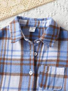 SHEIN Áo sơ mi dài tay thông thường cho bé gái có cổ tay co giãn cho mùa thu - Nhiều màu - Xem 3