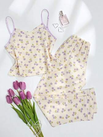CottageSlumber Floral Print Cami Top & Pants PJ Set / Pajama Set