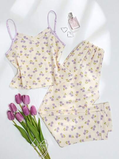 CottageSlumber Floral Print Cami Top & Pants PJ Set / Pajama Set