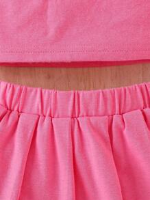 Baby Solid Halter Top & Pleated Skirt - Pink - View 5