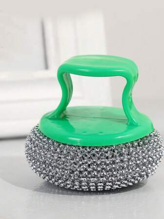 1入組不銹鋼清潔刷隨機顏色廚房手柄洗滌器用於去除污漬