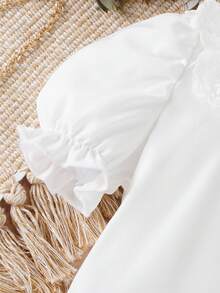 Baby Lace Trim Puff Sleeve Top & Shorts - Multicolor - View 6