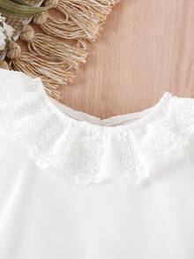 Baby Lace Trim Puff Sleeve Top & Shorts - Multicolor - View 7