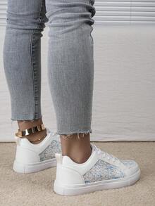 時尚休閒PU皮革白色女性運動跑步鞋