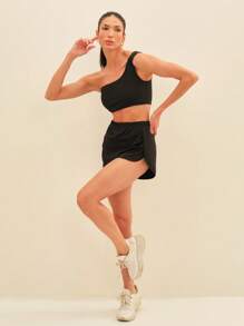 SHE(IN) BRASIL 1 Miếng Chất rắn Eo đàn hồi Quần short thể thao - màu đen - Xem 5