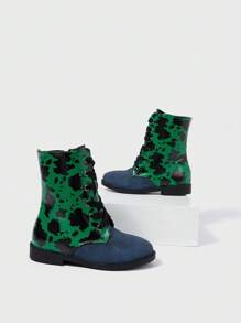 綠色舒服的和耐磨豹紋印花靴子帶拼貼 - 彩色 - 查看 5