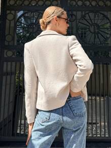 EURMUSE Lapel Neck Double Breasted Overcoat - Beige - View 2