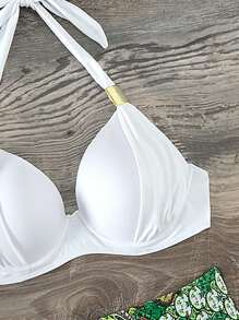 花卉印花聚拢比基尼套装，适合夏季海滩度假 - 彩色 - 查看 5