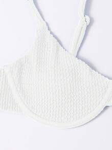 Swim Vcay Summer Beach Plain Underwire Bikini Set - White - View 6