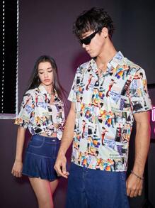 SWAVVY 1入組標語圖案襯衫