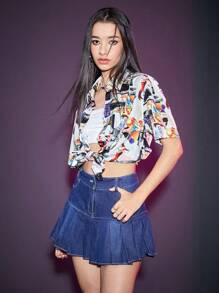 SWAVVY 1入組標語圖案襯衫