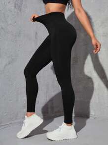 Easithlete 素色寬腰帶運動打底褲