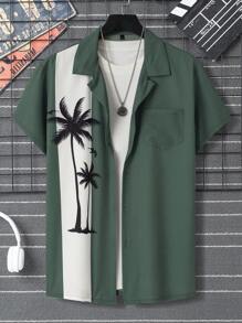 Manfinity Dauomo Men Tropical Print Shirt Without Tee - Green - View 1