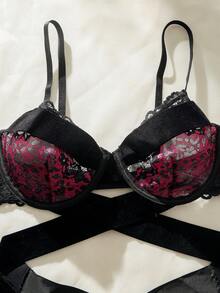 Set de lencería Halloween con encaje floral con aro - Multicolor - Ver 4