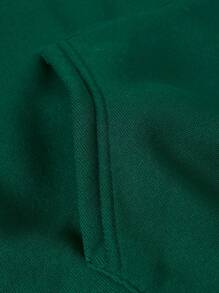 SHEIN EZwear 蘑菇花卉印花抽绳保暖连帽衫，适合毕业季、返校季、教师节等场合，女士款，秋季返校套头衫 - 墨綠色 - 查看 6