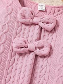 SHEIN Young Girl Bow Front Jacket & Split Hem Skirt - Dusty Pink - View 5