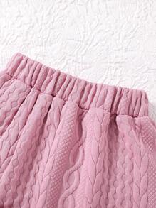 SHEIN Young Girl Bow Front Jacket & Split Hem Skirt - Dusty Pink - View 7