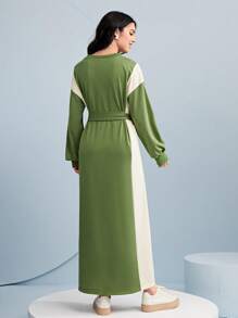 Mulvari Two Tone Drop Shoulder Belted Dress