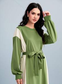 Mulvari Two Tone Drop Shoulder Belted Dress