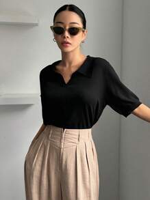 DAZY Solid Knit Top,Fall Clothes - Black - View 3