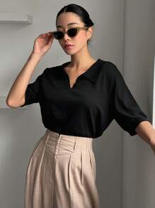 DAZY Solid Knit Top,Fall Clothes - Black - View 7