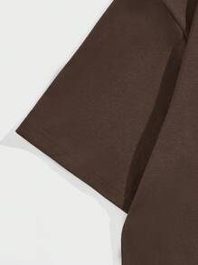 ROMWE MEN Street Life Hombres Camiseta con slogan & estampado de cráneo - Café integral - Ver 3