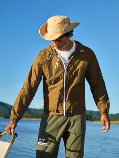 Manfinity Sport Corelite 男士翻蓋口袋拉鏈開襟連帽夾克