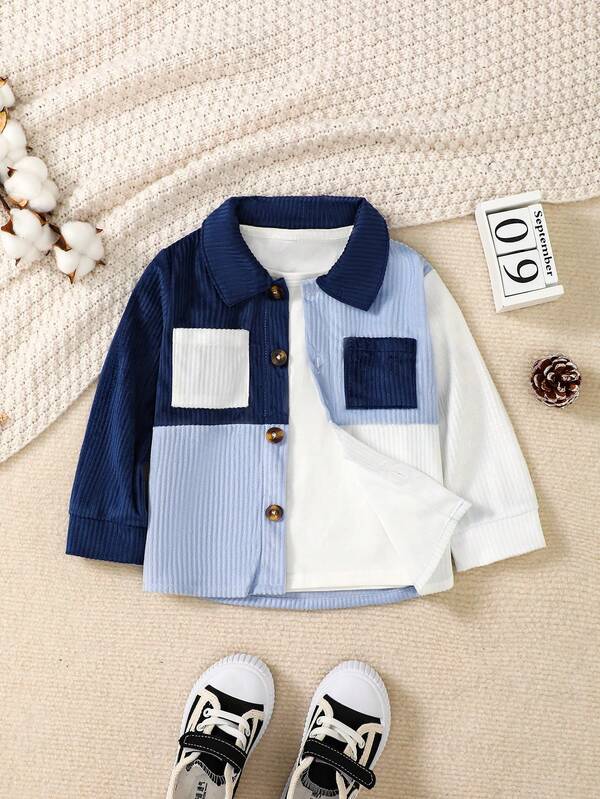 Baby Boy Color Block Dual Pocket Shirt SHEIN USA