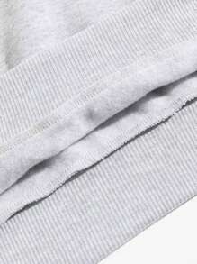 SHEIN EZwear 大碼標語圖案加絨內裏運動衫 - 淺灰色 - 查看 5