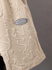 SHEIN 2 Pcs/Set Tween Boy Casual Round Neck T-Shirt With Knit Sports Shorts