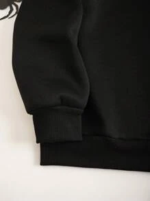 SHEIN LUNE Bộ xương & Đồ họa Khẩu hiệu Lót nhiệt Áo nỉ - màu đen - Xem 6